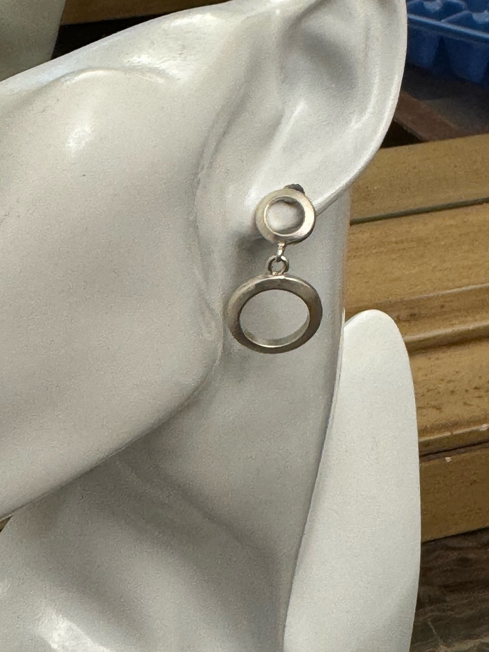 Sterling silver plated Double Circle Drop Earrings